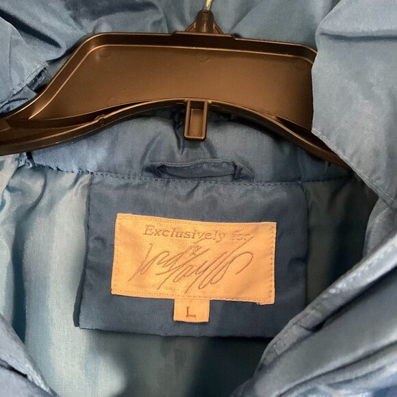 Lord & Taylor-Down/Feather Puffer Coat Toggle & Zip Closure, Blue, Sz Large - Picture 1 of 8